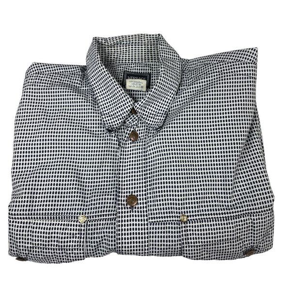 Versace Jeans Couture Shirt Men’s Button Lion Button Blue & White Size Large - Picture 7 of 15